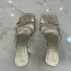 Size 8 Gold Billini square toe strapped heel